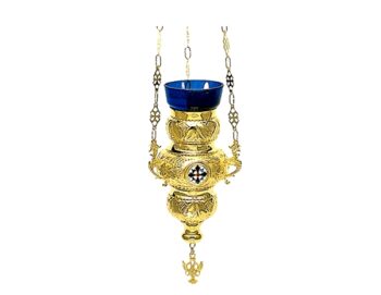 Byzantine Rosette Oil lamp with enamel plaquette