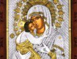 Theotokos Glykophilousa - Virgin Mary kissing Jesus affectionately 24k Gold - Image 2