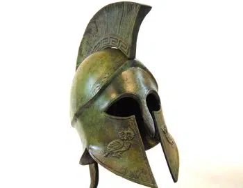 Athenian Helmet with engraved owl
