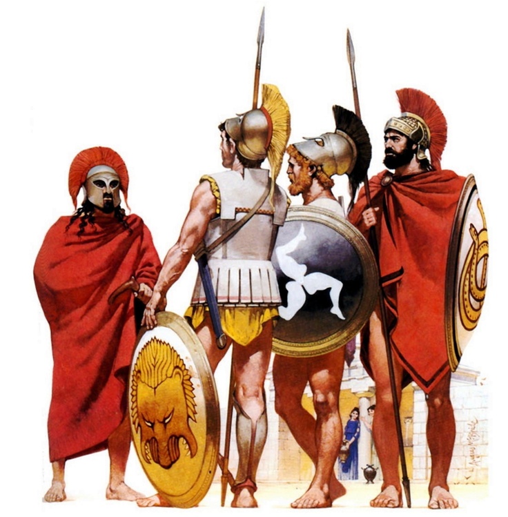 Greek hoplites before the battle