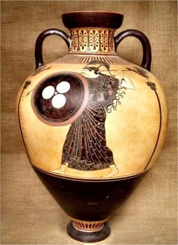 Black figured Panathenaic Amphora
