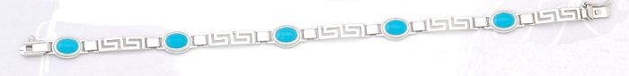 Greek Key Meander Bracelet with turquoise stones