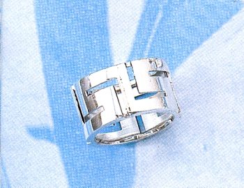 Greek Key Meander Wedding Ring