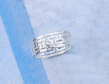 Greek Key Meander Wedding Ring