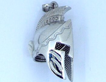 White gold Spartan Helmet Pendant