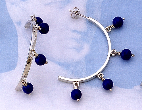 as154.jpg Greek Key Meander Earrings with Lapis Stone