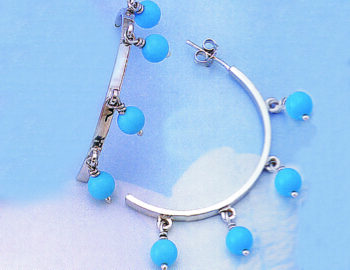 Greek Key Meander Earrings with Turquoise Stone