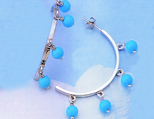 as158.jpg Greek Key Meander Earrings with Turquoise Stone