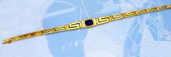 Gold Greek Key Meander Bracelet with lapis stone