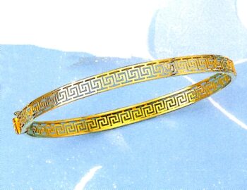 Gold Greek Key Meander Bangle
