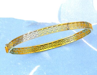 Beautiful Gold Greek Key Meander Bangle | Hellenic Art