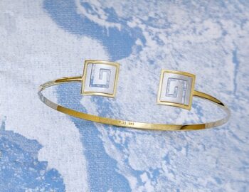 Gold Greek Key Meander Bangle
