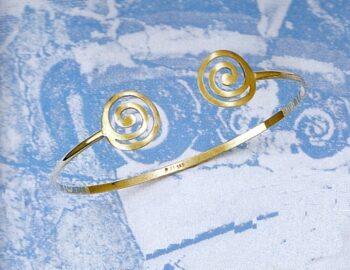 Gold Spiral Greek key Bangle