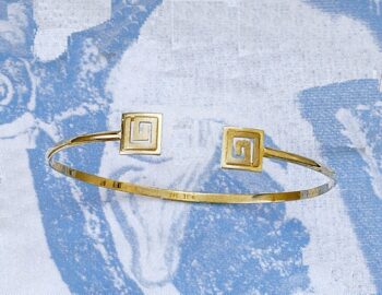 Gold Greek Key Meander Bangle