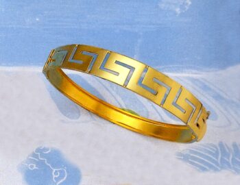 Gold Greek Key Meander Bangle
