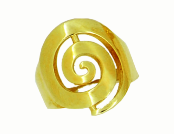 Gold Spiral Greek key ring