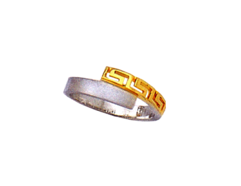 Gold & white gold Greek key band ring