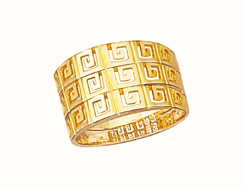 Gold Greek key three band ring