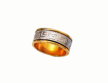 Gold & white gold Greek key band ring