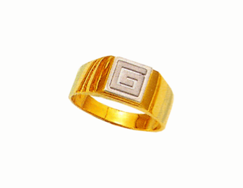 Gold & white gold Greek key band ring