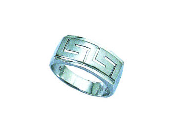 White gold Greek key band ring