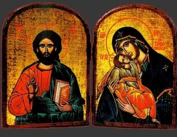 Diptych Icon Jesus Christ the Saviour & Theotokos Glykophilousa