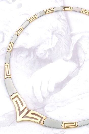 Gold & White gold Greek Key Meander Necklace