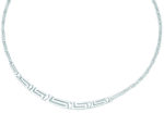 White gold Greek Key Meander Necklace
