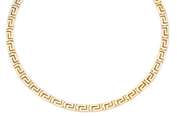 Gold Greek Key Meander Necklace – 22 in.