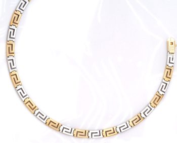 Gold & White gold Greek Key Meander Necklace – 24 in.