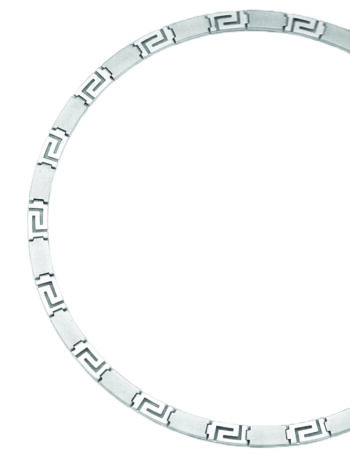 White gold Greek Key Meander Necklace