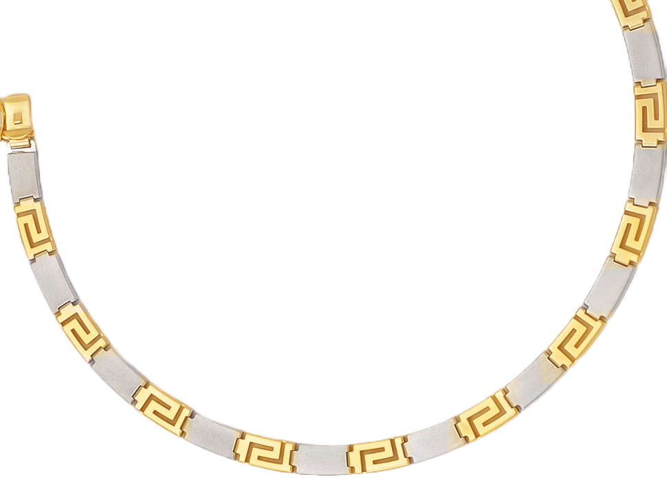 k129.jpg Gold & White gold Greek Key Meander Necklace