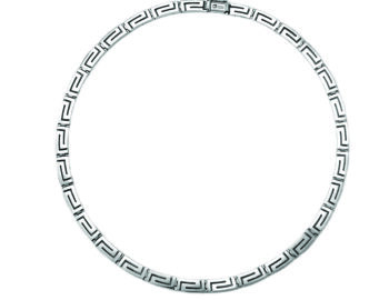 White gold Greek Key Meander Necklace