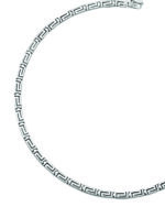 White gold Greek Key Meander Necklace