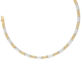 Gold & White gold Greek Key Meander Necklace