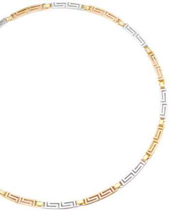 Gold & White gold Greek Key Meander Necklace