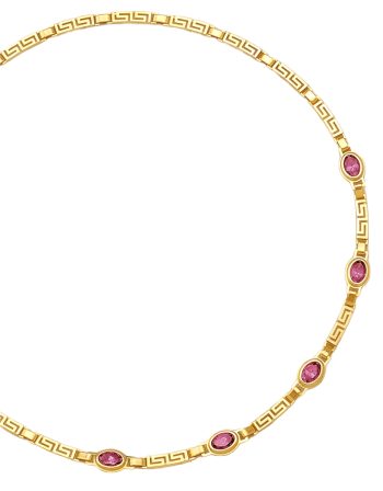 Gold Bezel set Meander Necklace – Purple zirgons