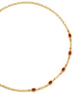 Gold Bezel set Meander Necklace – Red zirgons