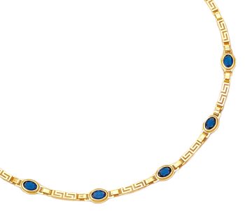 Gold Bezel set Meander Necklace – Blue zirgons