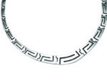 White gold Greek Key Meander Necklace