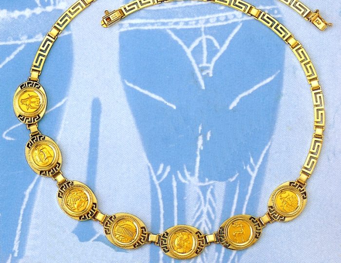 Gold Symbols of ancient Greece Necklace
