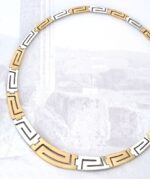 Gold & White gold Greek Key Meander Necklace