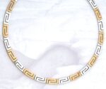 Gold & White gold Greek Key Meander Necklace – 24 in.