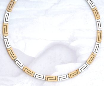 Gold & White gold Greek Key Meander Necklace – 24 in.