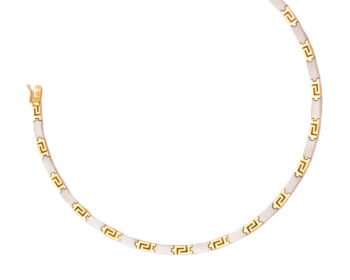 Gold & White gold Greek Key Meander Necklace
