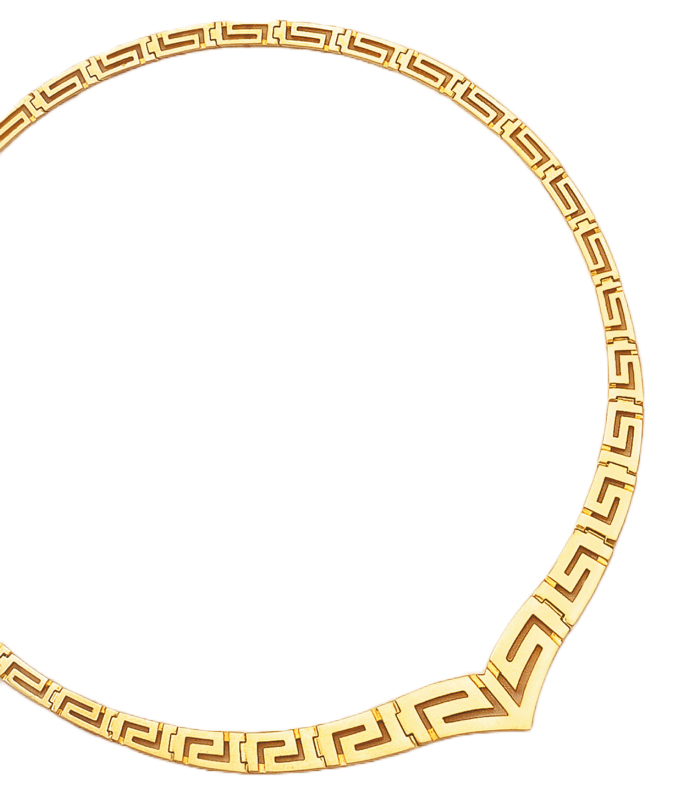 k74.jpg Gold Greek Key Meander Necklace