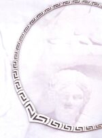 White gold Greek Key Meander Necklace