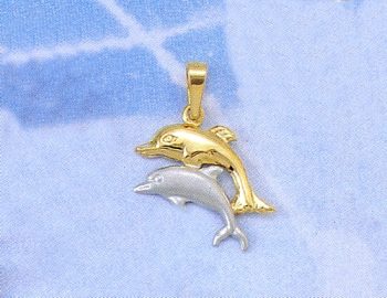 Gold & white gold Aegean Dolphins Pendant