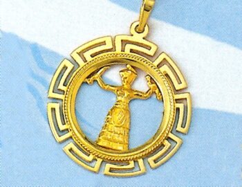 Gold Snake Goddess Pendant