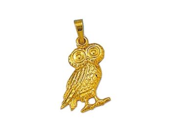 Gold Owl of Athens Pendant